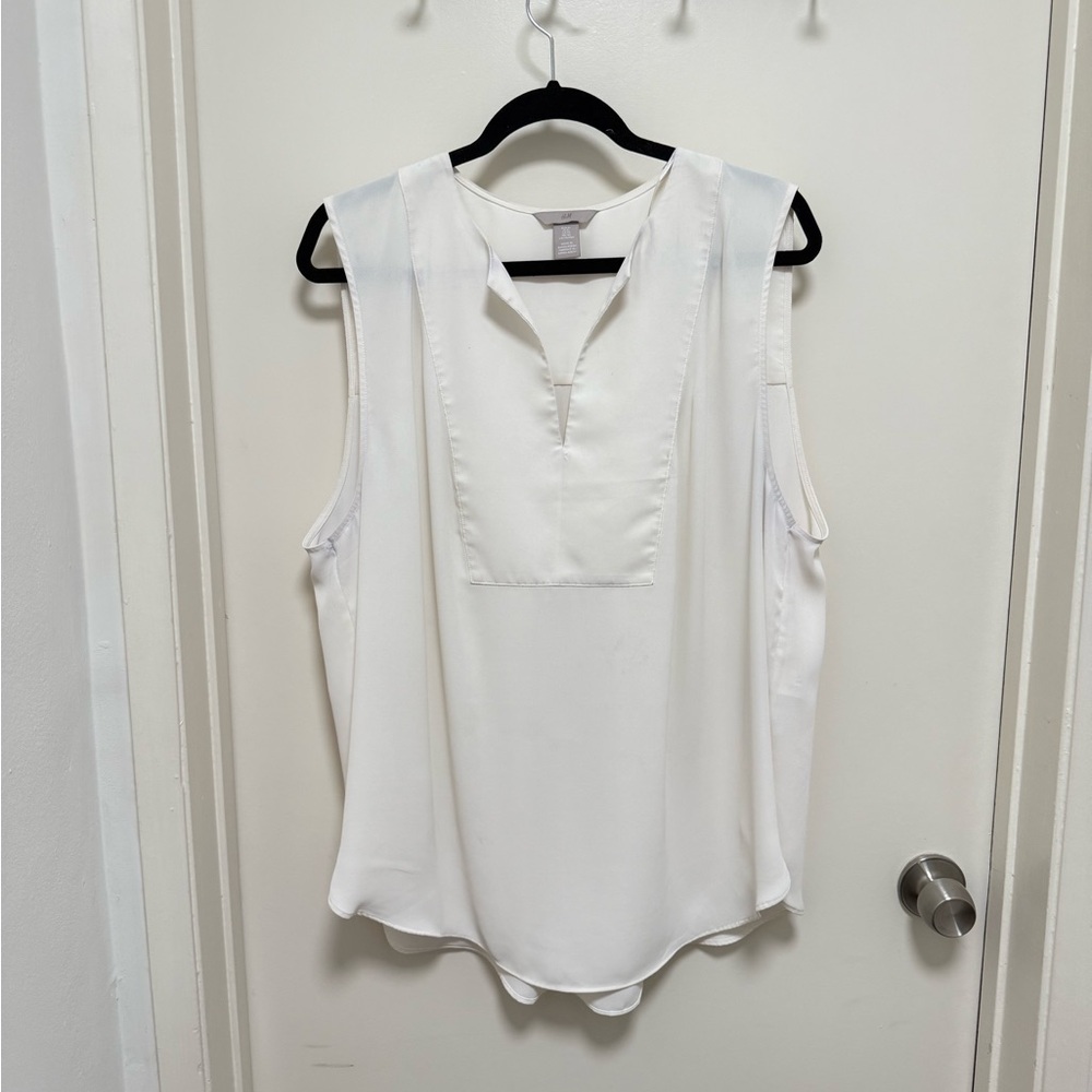 H&M White Sleeveless Blouse with Mandarin Collar